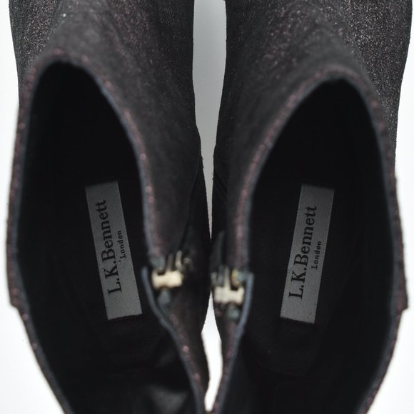 L.K. Bennett London Jourdan Sparkly Purple 'Loganberry' Block Heel Ankle Booties - Picture 10 of 16